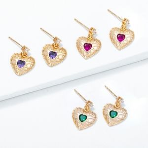 Heart Dangle Earrings, 18k Gold Plated